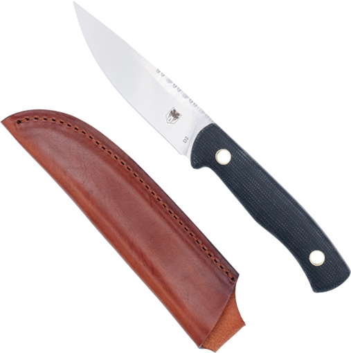 Picture of COBRATEC KOONSMAN 4" FIXED BLD BLACK D2 W/LEATHER SHEATH CTKMNBLK