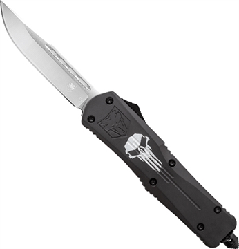 Picture of COBRATEC LARGE FS3 OTF BLACK PUNISHER 3.5" D2 STEEL DRP PNT LBPUNFS3DNS