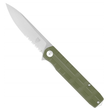 Picture of CobraTec CobraTec Large Kuzio Drop Serrated Folder Knife Folding Blade OD Green CTKUZIOODGDS 099654043341