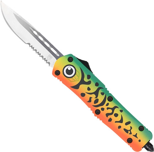 Picture of COBRATEC MEDIUM FS3 OTF GREEN LURE 3" DROP POINT SERRATED SS MFLGNFS3DS