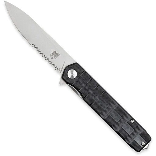 Picture of CobraTec CobraTec Medium Kuzio Drop Serrated Folder Knife Folding Blade Black MCTKUZIOBLKDS 099654044837