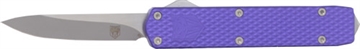 Picture of CobraTec Knives Mini Mamba Gen II 2.25" OTF Plain Stonewashed D2 Steel Blade, 3.38" Purple Textured Anodized Aluminum Handle, Features Glass Breaker, Includes Pocket Clip MNPURMGEN2DNS