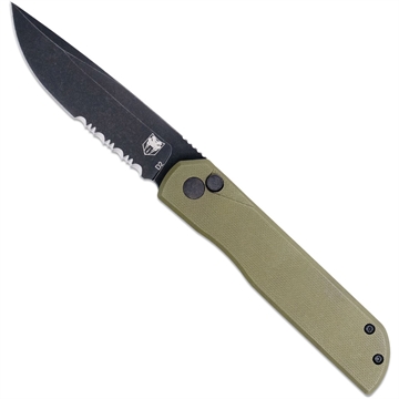 Picture of CobraTec CobraTec Prowler G-10 BLock Drop Serrated Knife Folding Blade OD Green CTPLRODGBLDS 753389273465