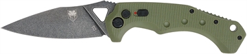 Picture of CobraTec Knives Ryker 3.75" Folding Plain Black Stonewashed D2 Steel Blade, 5" OD Green Textured G10 Handle ODGAFRYK