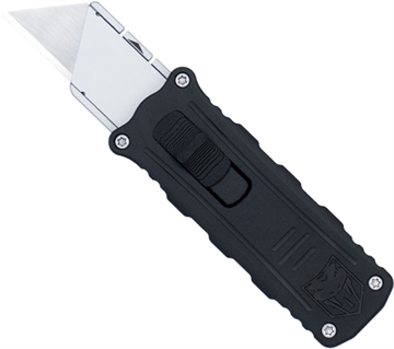 Picture of COBRATEC SIDE BUTTON OTF 1.75" BLACK/SILVER UTILITY KNIFE CTOTFUKSBBLK