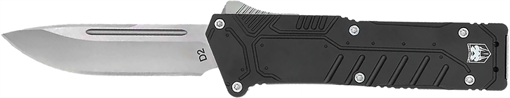 Picture of CobraTec Knives Special Forces 3.25" OTF Drop Point Plain Satin D2 Steel Blade, 4.75" Black Textured Anodized Aluminum Handle BLKSFDNS