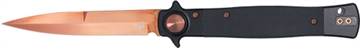 Picture of COBRATEC STILETTO 4" ROSE GOLD BLADE BLACK G-10 BUTTON LOCK CTSTLBLG10BLKRSG