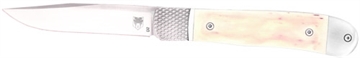 Picture of CobraTec Knives Trapper Hidden Release 3.12" OTF Drop Point Plain Satin D2 Steel Blade, 4.25" White Bone Scales Handle CTTHRWT