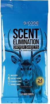 Picture of Code Blue Scent Elimination Dryer Sheets Unscented 24 Sheets OA1319