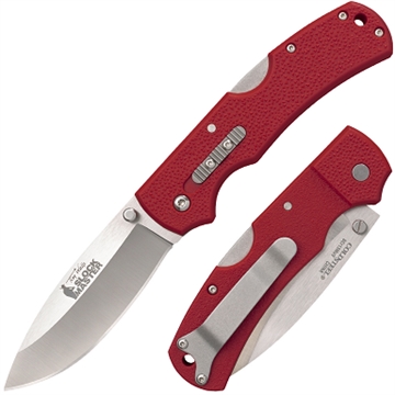 Picture of Cold Steel Double Safe Slock Master 3.50" Folding Drop Point Plain 8Cr13MoV SS Blade/Red Textured GFN Handle Includes Pocket Clip CS23JK
