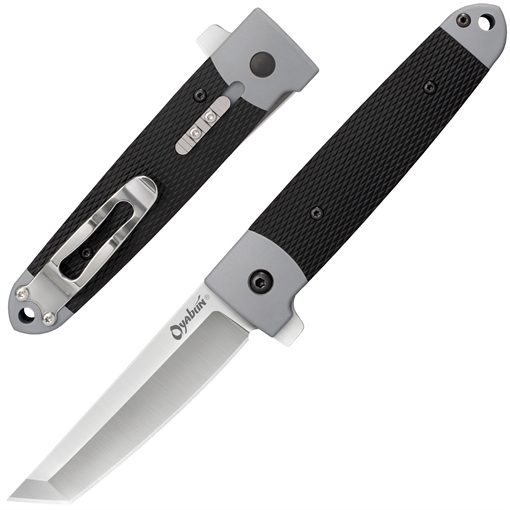 Picture of Cold Steel CS-26T Oyabun 3.50" Folding Plain 4034 Stainless Steel Blade/ Griv-Ex Black GRN w/TPR Inlay Handle CS26T