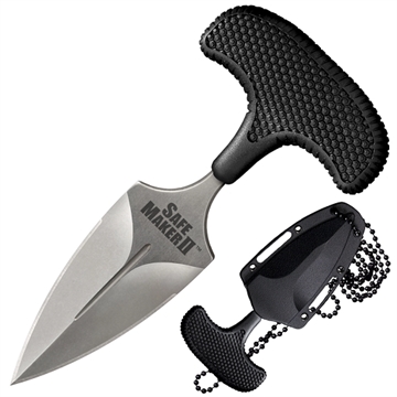 Picture of Cold Steel Safe Maker II 3.25" Fixed Spear Point Plain Stone Washed AUS-8A SS Blade/ Black Textured Kray-Ex Handle Includes Sheath CS12DCST