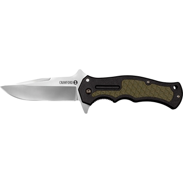 Picture of Cold Steel Crawford 1 3.50" Folding Plain 4034 Stainless Steel Blade/Black w/OD Green Traction Inlays GRN Handle Includes Pocket Clip CS20MWC