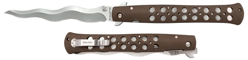 Picture of Cold Steel CS-26SXK6 Ti-Lite 6" Folding Plain Kris AUS 10A Steel Blade/ Black Griv-Ex Handle CS26SXK6