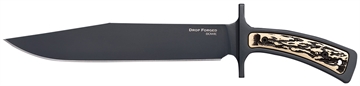 Picture of Cold Steel CS-36MK Drop Forged 9.50" Fixed Bowie Plain Black 52100 High Carbon Steel Blade/ Black & Ivory Faux Stag Handle Includes Belt Loop/Sheath CS36MK