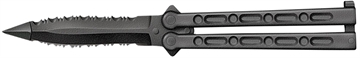Picture of Cold Steel CS-92EAA FGX Balisong 5" Folding Part Serrated Black Griv-Ex Blade & Handle CS92EAA