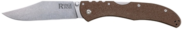 Picture of Cold Steel Range Boss Folding Clip Point Plain 4034 SS Blade 5.25" Flat Dark Earth Zy-Ex Handle Blister Pack CS20KR9Z