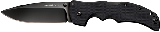 Picture of Cold Steel Recon 1 4" Folding Spear Point Plain DLC Coated American S35VN Blade/Black G10 Handle Includes Pocket Clip CS27BS