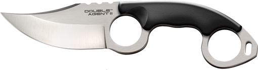 Picture of Cold Steel Double Agent ll 3" Fixed Plain Satin AUS-8A SS Blade Black w/Double Ring Griv-Ex Handle Includes Bead Chain Lanyard/Sheath CS39FN