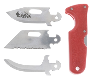 Picture of Cold Steel Click-N-Cut Slock Master 2.50" Fixed Caping/Clip/Utility Plain/Serrated Satin 420J2 SS Blade Red Textured ABS Handle Includes Sheath CS40ATZ