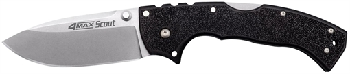 Picture of Cold Steel 4-Max Scout 4" Folding Plain Stone Washed Japanese AUS-10A SS Blade/ Black Griv-Ex Handle Includes Pocket Clip CS62RQ