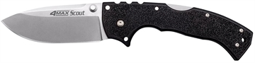 Picture of Cold Steel 4-Max Scout 4" Folding Drop Point Plain Stonewashed/6" Black Griv-Ex Handle Includes Belt Clip CS62RQZ