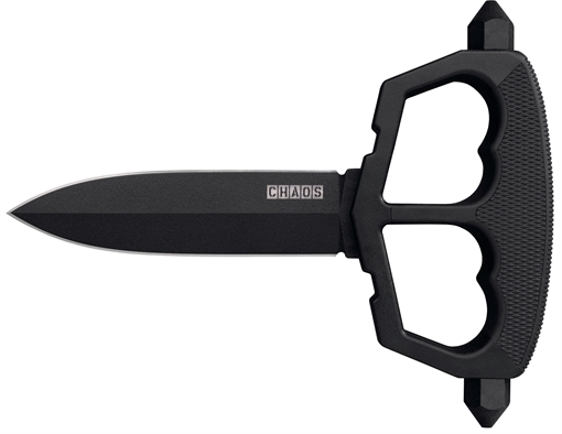 Picture of Cold Steel Chaos Push Knife 5" Fixed Plain Black Matte Powder Coat SK-5 Steel Blade/ Black w/D-Guard Handle Griv-Ex w/Overmold Kray-Ex Handle Includes Belt Loop/Sheath CS80NT3