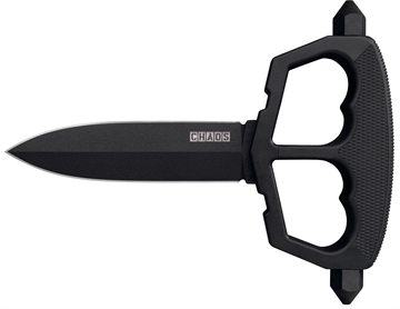 Picture of Cold Steel Chaos Push Knife 5" Fixed Plain Black Matte Powder Coat SK-5 Steel Blade/ Black w/D-Guard Handle Griv-Ex w/Overmold Kray-Ex Handle Includes Belt Loop/Sheath CS80NT3