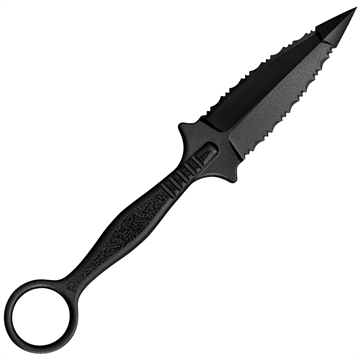 Picture of Cold Steel FGX Ring Dagger 3.50" Fixed Serrated Dagger Black Griv-Ex Blade/Black w/Molded Ring Griv-Ex Handle CS92FR