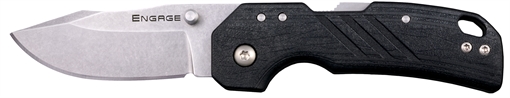 Picture of Cold Steel Engage 2.50" Folding Clip Point Plain Stonewashed 4116 SS Blade/Black GFN Handle Includes Belt Clip CSFL25DPLC