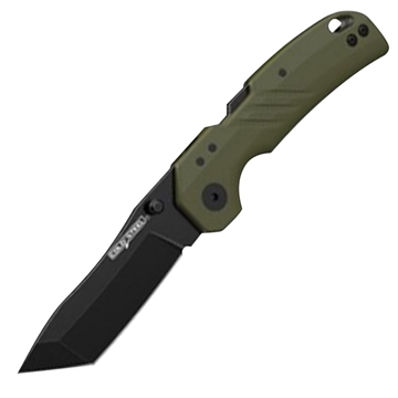 Picture of Cold Steel Engage 3" Folding Tanto Plain Black PVD Stonewashed 4116 SS Blade/4.11" OD Green GFN Handle Includes Belt Clip CSFL30DPLTBGZ