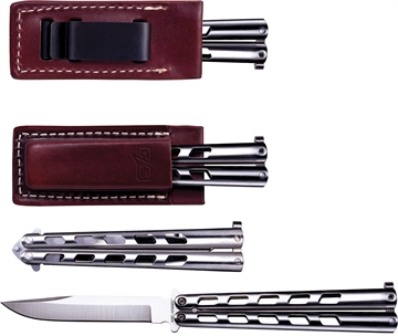 Picture of Cold Steel ARC Angel, 5.45" Folding Knife, Plain Edge Spear Point, Polished Finish, Silver, Aluminum Handle, Polished Black, Japanese AUS 10A Construction CS-FL-43ARC