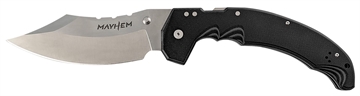 Picture of Cold Steel Mayhem 6" Folding Clip Point Modified Cleaver Plain Satin AUS-10A SS Blade/7.20" Black Contoured G10 Handle Includes Pocket Clip CSFL60DPLM