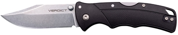 Picture of Cold Steel Verdict 3" Folding Clip Point Plain Stonewashed 4116 SS Blade/Black GFN Handle Includes Belt Clip CSFLC3CPSSZ