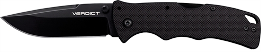 Picture of Cold Steel Verdict 3" Folding Spear Point Plain Black Matte AUS-10A SS Blade/Black G10 Handle Includes Belt Clip CSFLC3SP10A