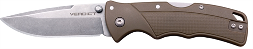 Picture of Cold Steel Verdict EDC 3" Tanto Plain Folding 4116 Krupp SS Blade Flat Dark Earth Textured, GFN Handle CSFLC3SPSSFDEZ