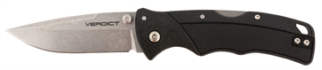 Picture of Cold Steel Verdict 3" Folding Clip Point Plain Stonewashed 4116 SS Blade/Black GFN Handle Includes Belt Clip CSFLC3SPSSZ