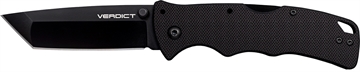 Picture of Cold Steel Verdict 3" Folding Tanto Plain Black Matte AUS-10A SS Blade/Black G10 Handle Includes Belt Clip CSFLC3T10A