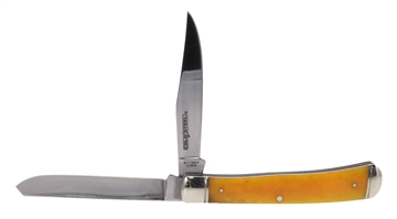Picture of Cold Steel Trapper 3" Folding Clip/Spey Plain 8Cr13MoV SS Blade/Yellow w/Polished Bolsters Bone Handle CSFLTRPRY