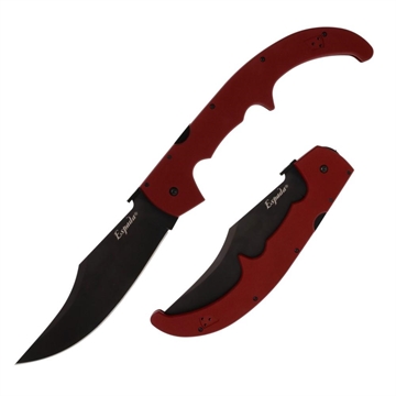 Picture of Cold Steel Espada XL 7.50" Folding Trailing Point Plain Black PVD AUS-10A SS Blade, Ruby Red Textured G10 Handle CS62MGCRRBK