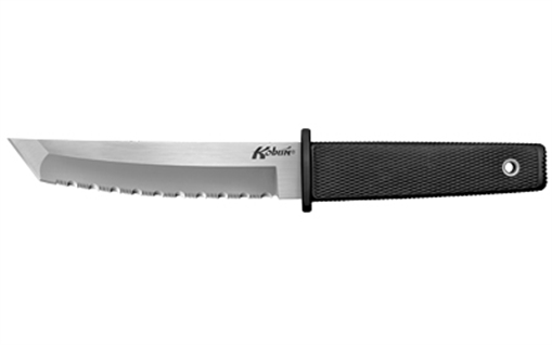 Picture of Cold Steel Kobun, 5.5", Fixed Blade Knife, Tanto Point, Serrated Edge, AUS 8A/Polished, Black Kraton, Secure-Ex Sheath CS-17TS CS17TS