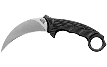 Picture of Cold Steel Steel Tiger, Fixed Blade Knife, Silver, Plain Edge, Karambit, 4.75" Blade, Stonewashed Finish, AUS8A Stainless, Black Handle, Includes Secure-Ex Sheath CS-49KST CS49KST