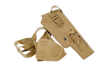 Picture of Cole-TAC Varmint Wrangler, Chest Holster, Fits Most 22LR Suppressor Host (Ruger MK Series/M&P22/Buckmark/TX22) with Suppressors Attached and Weapon Mounted Light, Coyote Brown VW112