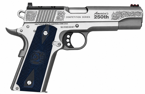 Picture of COLT 1911 COMPETITION 250TH SLIDE SCROLL 45ACP 5IN BARREL 8RD OPTIC-READY O1070CCS-OR-250TH CAMFOUR EXCLUSIVE O1070CCS-OR-250TH