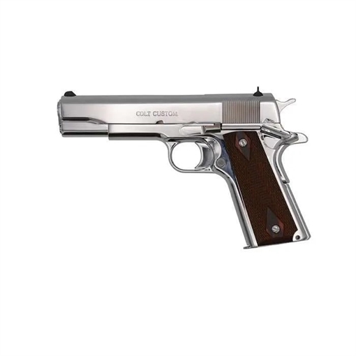 Picture of Colt Mfg Government 9mm Luger 9+1 5" Stainless National Match Barrel, Serrated Slide, Stainless Stainless Steel Frame w/Beavertail, Checkered Blue G10 Grip, Ambidextrous O1073BSTS