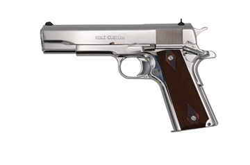Picture of Colt Mfg 1911 Government 45 ACP 7+1 5" Stainless National Match Barrel, Serrated Slide & Frame w/Beavertail, Redwood Grip O1070BSTS