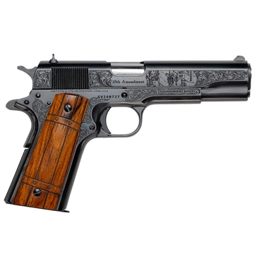 Picture of COLT COLT 1911 GOVERMENT MODEL PROHIBITION 45 ACP 5IN BARREL 7RD BLUED ENG W/ SCENIC ENG CUSTON GRIPS 1 OF 300 CNCPROHIB45 CNCPROHIB45