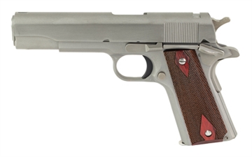 Picture of Colt's Manufacturing Government Model, 1911 Classic, Semi-automatic, Metal Frame Pistol, Full Size, 38 Super, 5" Barrel, Steel, Stainless Finish, 9 Rounds, 1 Magazine, No Sights O1911C-SS38