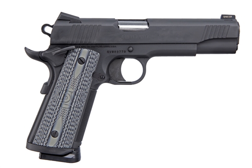 Picture of Colt Mfg CCU Government 9mm Luger 9+1 5" Stainless National Match Barrel, Matte Black DLC Serrated Stainless Steel Slide & Frame w/Beavertail, Black Scalloped G10 Grip, Ambidextrous O1082CCU