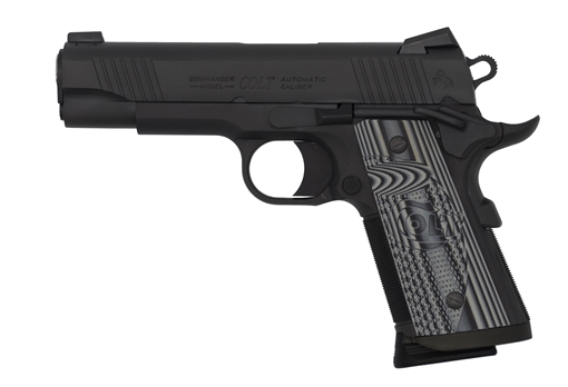 Picture of Colt Mfg 1911 Commander Combat Unit 9mm Luger 4.25" 9+1 Black PVD Black PVD Stainless Steel Slide Checkered & Scalloped Gray G10 Grip O9842CCU
